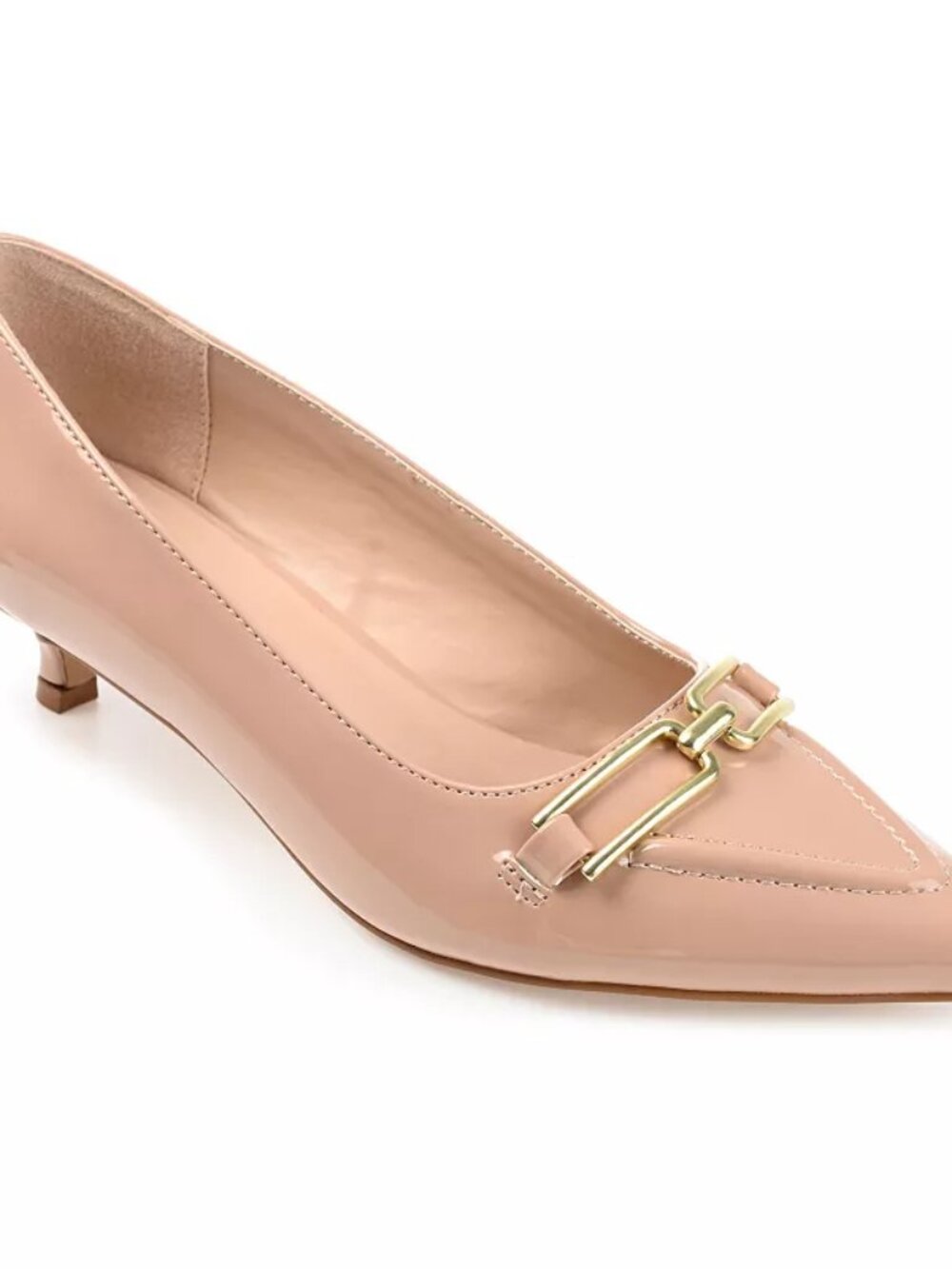 Women's Journee Collection Rumi Pointed Toe Kitten Heel Pumps - Blush - 9W -NIB